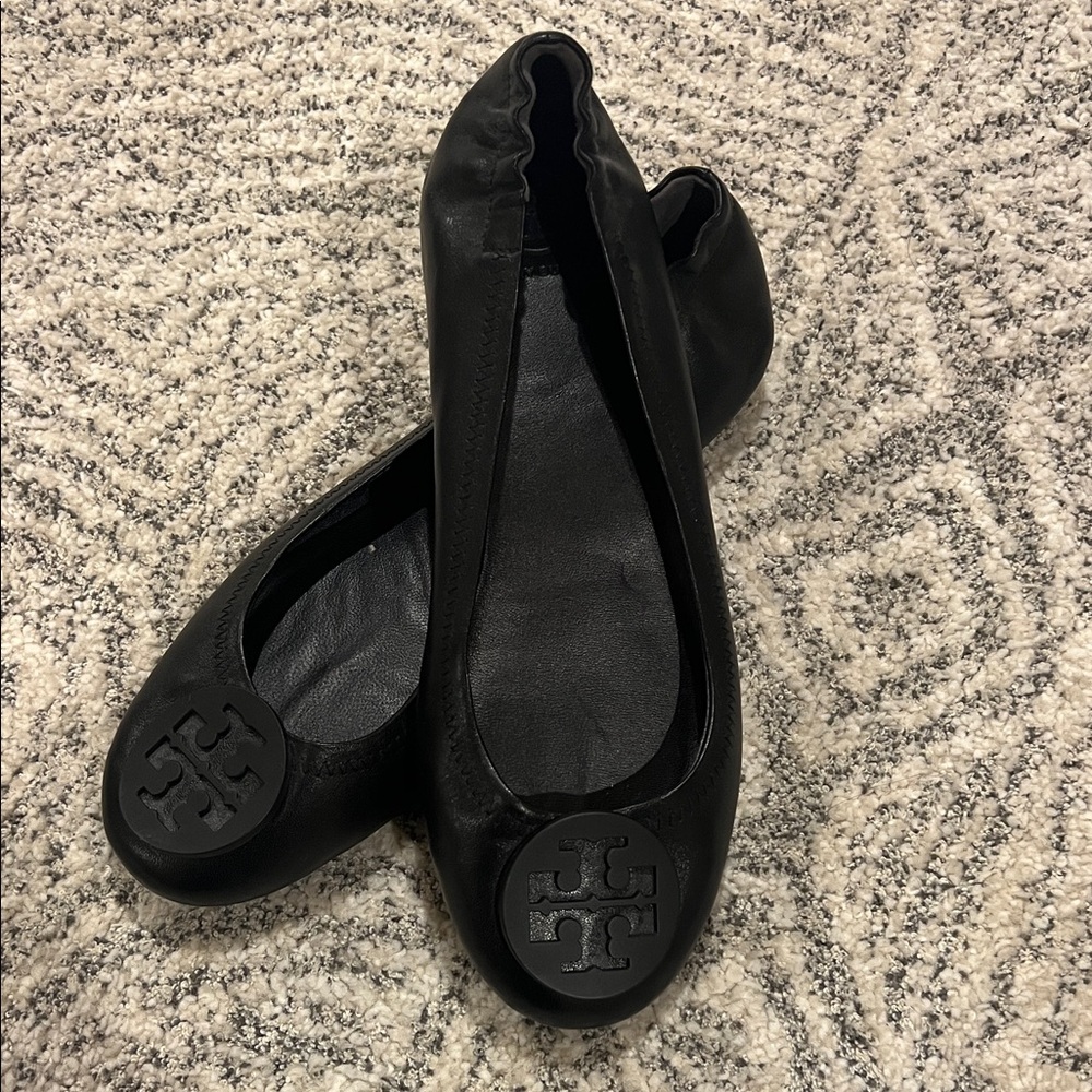 Tory Burch Black Logo Flats